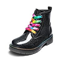 DREAM PAIRS Girls Boys Glitter Ankle Boots Side Zipper Combat Shoes with Lace Up（Toddler/Little Kid/Big Kid）