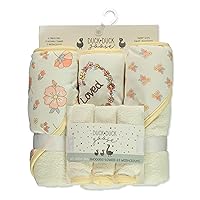 Baby Girls' 6-Piece Hooded Towel & Washcloths Set - Yellow, one