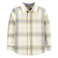 OshKosh B'Gosh Boys' Short-Sleeve Button-Down Shirt, Yellow Plaid, 4T