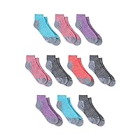 Hanes Womens Comfort Fit Extended Size Ankle Socks 10-Pack, 10-12, Purple/Pink