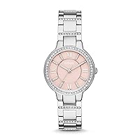 Fossil Women's Virginia Quartz Stainless Steel and Stainless Dress Watch Color: Silver, Pink (Model: ES3504)