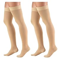 Truform Compression 30-40 mmHg Thigh High Dot Top Stockings Beige, Small, 2 Count (8848BG-S 2PK)