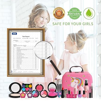Kids Makeup Kit for Girls, Real Makeup Kit for Kids, Washable Makeup Kit Christmas Toys for Little Girls Child Pretend Play Makeup for 4 5 6 7 Years Old Birthday Gifts Toys
