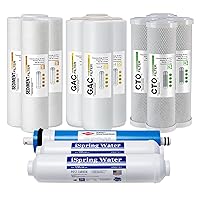 iSpring F15-100US Universal 5-Stage Reverse Osmosis 2-Year Replacement Water Filter Pack Set with 100 GPD RO Membrane Cartridge, 10
