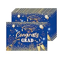 Paper Placemats Disposable 50 Pack Congrats Grad Placemats 16x 11 Inch Blue and Gold Graduation Class of 2024 Paper Table Mats for Home Kitchen Dining Table Party Decoration