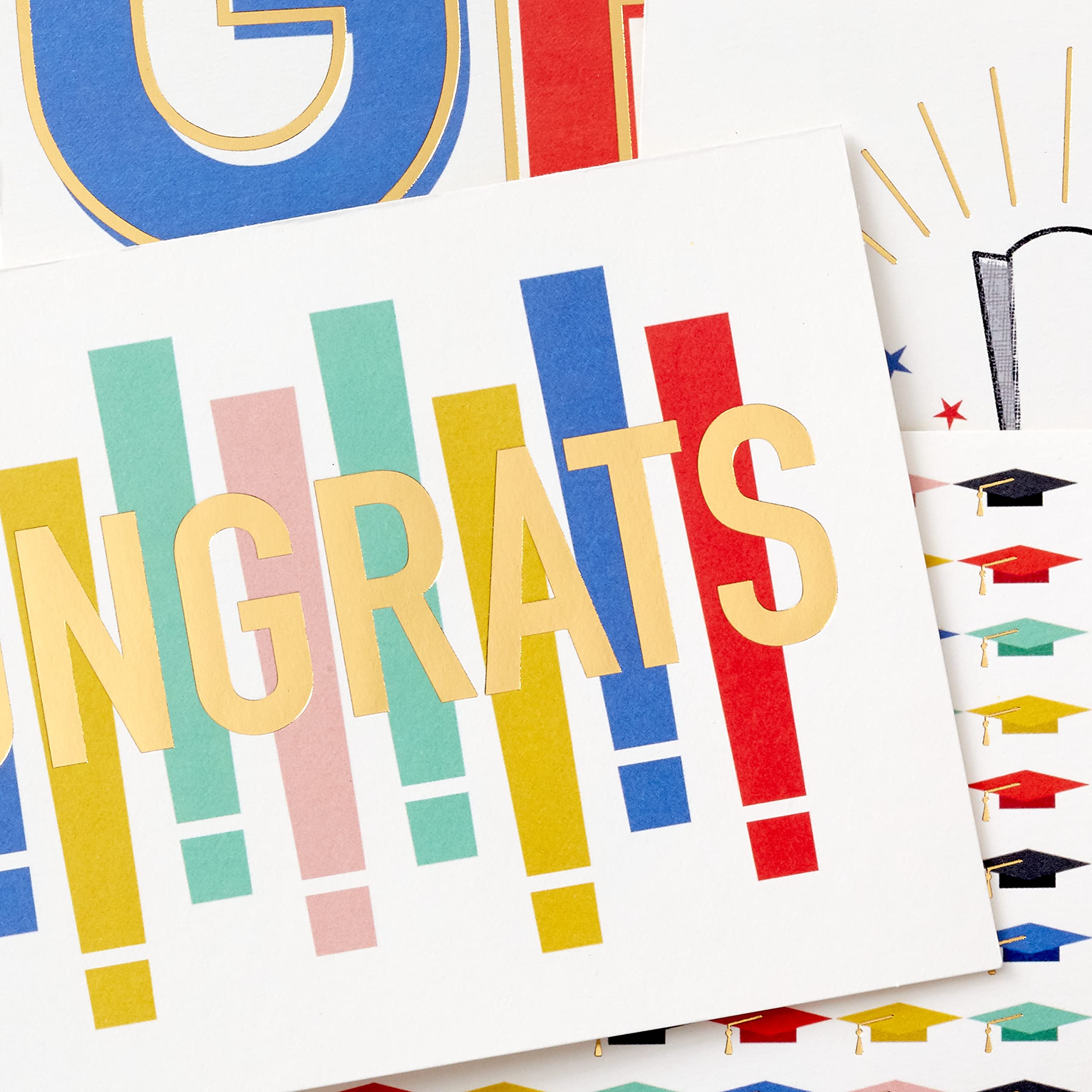 Hallmark Graduation Cards Assortment, Colorful Congrats (36 Cards and Envelopes, 6 Designs)