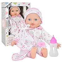 Gift Boutique 12 Inch Soft Body Baby Doll in Gift Box, Baby Doll with Bottle and Pacifier, Blanket and Pink Floral Clothes