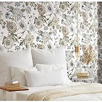 RoomMates RMK12285PL Vintage Poppy Peel and Stick Wallpaper, 20.5 inches Wide x 18 feet, White, 30 Sq Ft