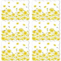 Spring Flower Placemats Set of 6 Yellow Daisy Plastic Table Mats Daisy Bees Place Mats Yellow Floral Table Decoration for Indoor Outdoor Party Kitchen Dining Decoration