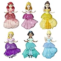 Collectible Dolls, Set of 6 with 6 Royal Clips Fashions, One-Clip Dresses, Toy for 3 Year Olds and Up