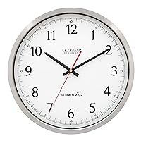 La Crosse Technology 404-1235UA-PL UltrAtomic 14 inch Stainless Steel Wall Clock, Shatterproof Lens, Silver