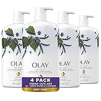 Olay Fresh Outlast Body Wash, Birch Water & Lavender, 30 fl oz, (Pack of 4)