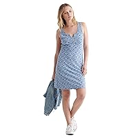 Lucky Brand Womens Sleeveless Scallop Notch Neck Midi Dress