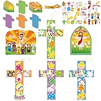 30 Sets Easter Jesus He is Risen Craft Kits for Kids DIY Easter Religious Crosses Art Craft Make a Easter Jesus Resurrection Scene Ornament Spring Christian Creative Art Projects, Kids Party Favors
