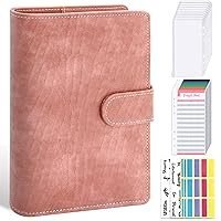 Budget Binder with Zipper Envelopes, Budget Book with Cash Envelopes, Premium Pu Leather A6 Binder with Expense Budget Sheets and Stickers, Savings Binder for Budgeting (Old Rose)