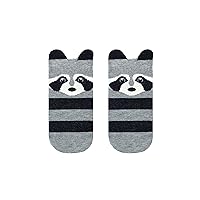 Conte Kids Tip-Top Cotton Soft Breathable Durable All-Season Cute Raccoon Face Crew Girls Socks Size 24 (Fits Shoe 2,5-4,5)