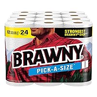 Pick-A-Size Paper Towels, 12 Double Rolls = 24 Regular Rolls, 2 Sheet Sizes (Half or Full), Strong Paper Towel For Everyday Use