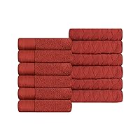 Superior Turkish Cotton Jacquard Solid 12-Piece Washcloth/Face Towel Set, Small Decorative Towels for Facial, Cleaning, Spa, Resort, Gym, Bathroom Decor, Home Essentials, Quick Dry, Maroon