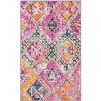 SAFAVIEH Madison Collection Accent Rug - 3' x 5', Fuchsia & Blue, Boho Chic Distressed Design, Non-Shedding & Easy Care, Ideal for High Traffic Areas in Entryway, Living Room, Bedroom (MAD125F)