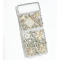 Aikukiki Cellular Phone Case for Moto Razr 40/2023, 3D Handmade Sparkle Stones Crystal Diamond Bling Glitter Perfume Flower