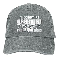 I'm Sorry If I Offended You by Using Facts and Logic Hat Funny Washed Cotton Cowboy Baseball Cap Vintage Trucker Hat