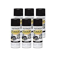 Rust-Oleum 280123-6PK Farm & Implement Spray Paint, 12 oz, Gloss Black, (Pack of 6)