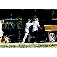 Vintage photo of Princess Caroline of friend unload the trailer