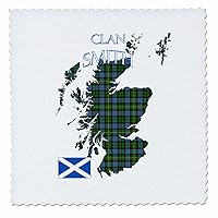 3dRose Outline of Scotland with The Smith Clan Family Tartan. - Quilt Squares (qs-380170-2)