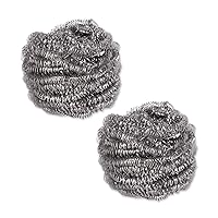 RSVP International Endurance Cleaning Collection Stainless Steel Scrubbies, Heat-Treated, Pressed & Curled, Long Lasting, Non-Rusting, Scrubber, 2 Piece