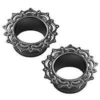 Pair of Gunmetal Plated Double Flared Lace Lotus Eyelets: 6g