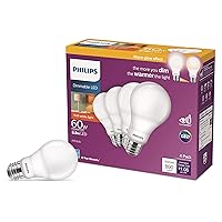 Flicker-Free Frosted Dimmable A19 Light Bulb - EyeComfort Technology - 800 Lumen - Soft White (2700K) – 8.8W=60W - E26 Base - Ultra Definition Old Version - Indoor - 4-Pack