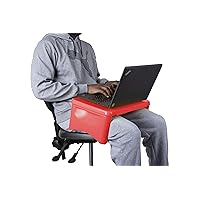 Mind Reader LAPSTOR-RED Folding Lap, Portable Laptop Desk, Breakfast, Bed Table, Serving Tray with Extra Storage Space for Books, Files, Docs, School Supplies and More, for Kids, Adults