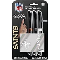 BIC BodyMark, Temporary Tattoo Marker, NFL Series, New Orleans Saints, Skin Safe, Brush Tip, Assorted Colors, 3-Pack with Stencils