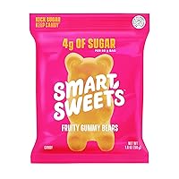SmartSweets Fruity Gummy Bears, Candy With Low Sugar 3g, Low Calorie 100, Net Carb 15, Gluten Free, No Artifical Colors or Sweeteners 1.8 Oz Bags (Pack of 6)