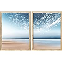 SIGNWIN Poster Set Clouds in Vibrant Blue Sky Over Ocean Sea Beach Shore Rustic Country Photography Modern Art Decorative Scenic Multicolor Nature Wilderness for Bedroom - 8