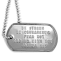 Be Strong and Courageous Fear Not Stainless Steel Dog Tag Necklace
