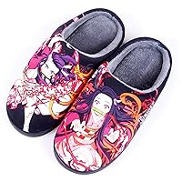 Anime Demon Slayer Slippers Women Men Fuzzy House Slippers Winter Anti-slip Indoor and Outdoor Slip on Shoes