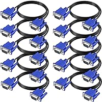 VGA Cable 10 Pack, Computer Monitor VGA Cord, VGA Male to Male Cord 1080P Full HD High Resolution for Monitor TV Computer Projector-6FT/1.83M