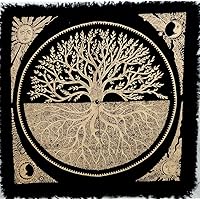 Tree of Life Altar Cloth Divination Spiritual Alter Cloth with Fringes Witchcraft Wiccan Top Cloth Square Sacred Cloth Tentacle Sun Tarot 24