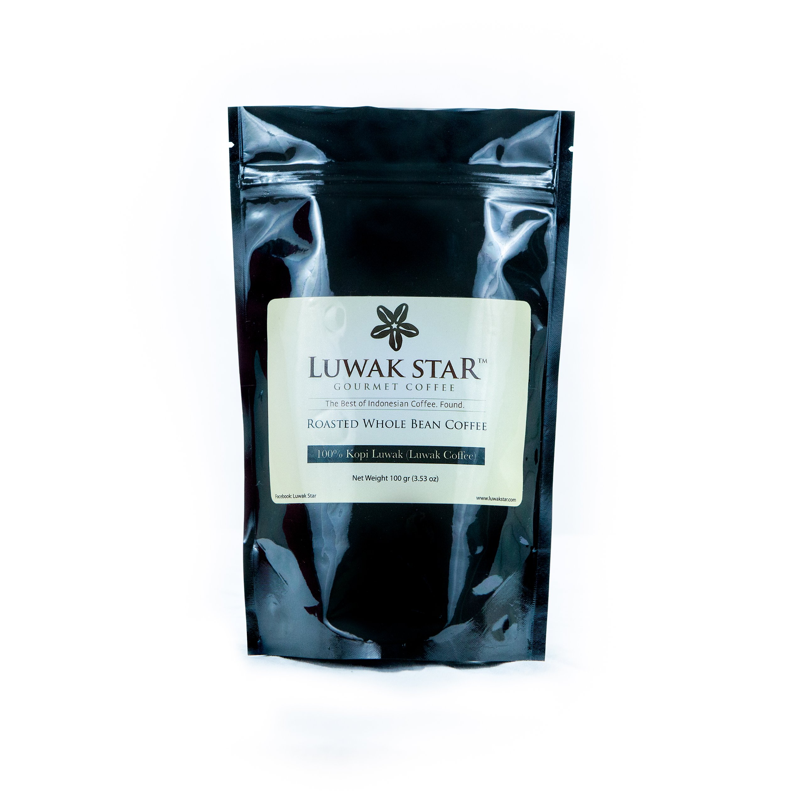 Luwak Star Gourmet Coffee, 100% Arabica Bali Kintamani Luwak Coffee from Indonesia (or Kopi Luwak) Whole Beans, Medium Roast, 100 Gram (0.22 Lb) Ba...
