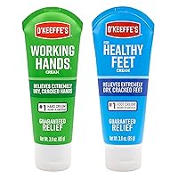 O'Keeffe's Working Hands Hand Cream, 3 Ounce Tube and Healthy Feet Foot Cream, 3 Ounce Tube