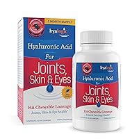 Hyaluronic Acid Chewables 60 Count- Great Tasting Berry Flavored (120 mg per 2 tabs) - Defy Aging Naturally - Sugar Free HA Supplement for Joint Support, Skincare & Eye Health