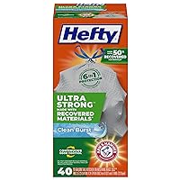 Hefty Ultra Strong Made with 50% Recovered Materials* Tall Kitchen Trash Bags, Gray, Clean Burst, 13 Gallon, 40 Count