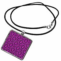 Pink and Black Leafy Ornamental Diamond Damask Pattern - Necklace With Pendant (ncl-367457)