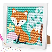 VINDIJA 5D Diamond Painting Kits for Adults Beginners with Frame, Fox DIY Full Drill Diamond Gem Art for Adults, Art and Crafts for Girls Boys Ages 4-8-12 Birthday Gifts Home Decor