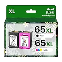 Forzik Remanufactured Ink Cartridges Replacement for HP Ink 65 65XL Black and Color Combo Pack Works with AMP 100 120 DeskJet 2620 2652 3700 3720 Envy 5020 5030 Printer(1 Black, 1 Color)