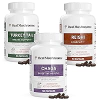 Reishi 415 Longevity Capsules (90ct), Turkey Tail Mushroom Extract Immune Support (90ct), Chaga Extract Mushroom Supplement (120 caps)