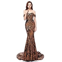 Sexy Mermaid Off The Shoulder Sequined Prom Dress 2019 Long Evening Party Train Gown