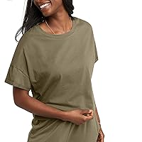 Hanes Womens Originals Boxy Cropped T-Shirt With Rolled Sleeves, 100% Cotton Crop Top