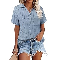 Gaharu Womne's Casual Button Shirts Summer Dressy Blouses Work Trendy Tops